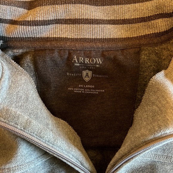 Men's Arrow Gray Quarter Zip Pullover, Size XXL - Picture 3 of 3